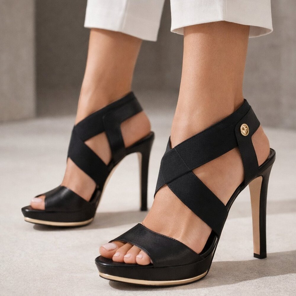 Michael Kors platform heels, elastic strap closure, sz 10, like new, leather